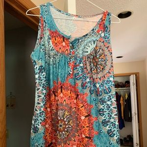 Multi colored small MIROL sleeveless v neck flowy tank top with buttons